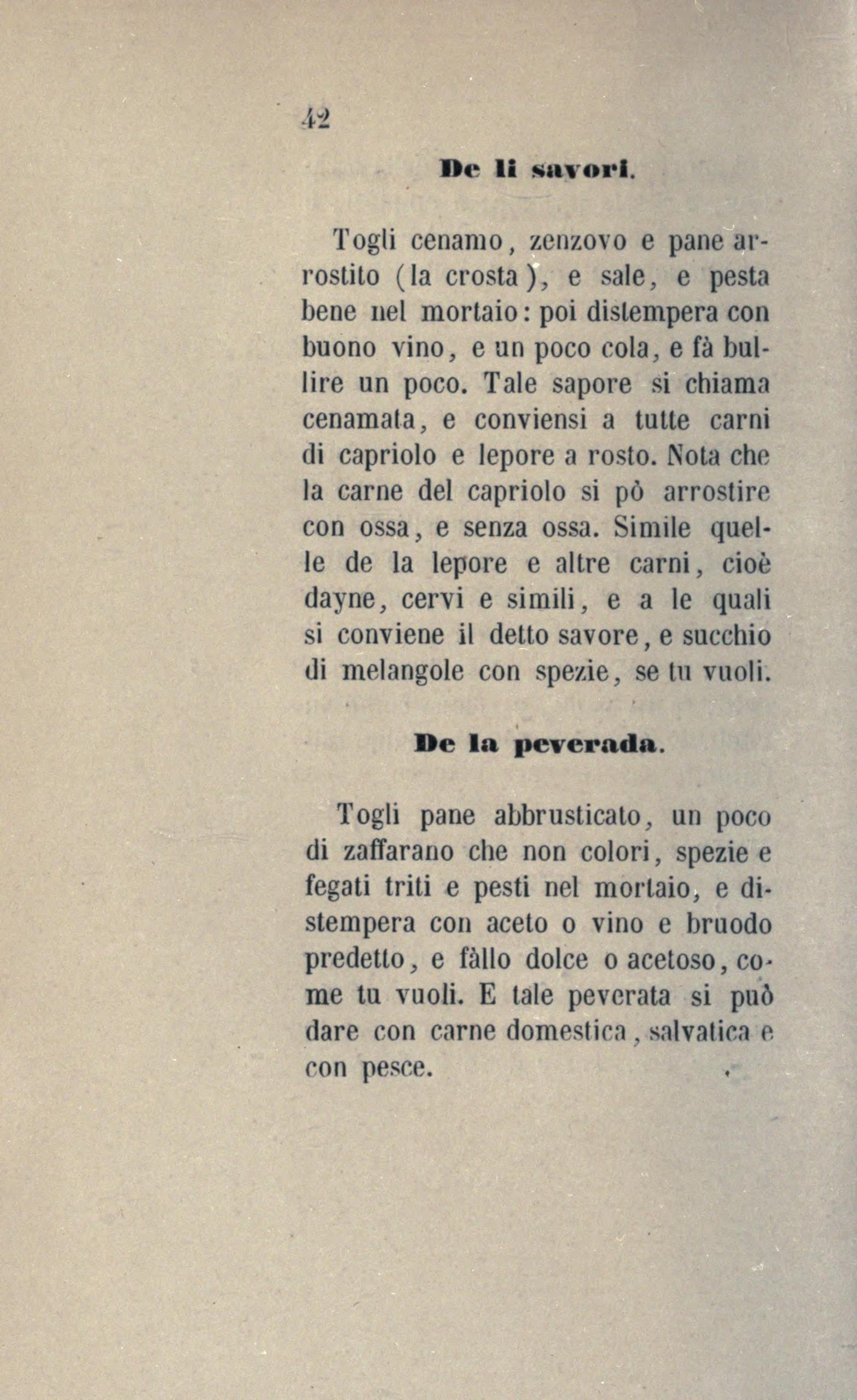 Peverata - Würzige Leber-Brotsauce - Originalseite aus Anonimo Toscano - Libro della cocina