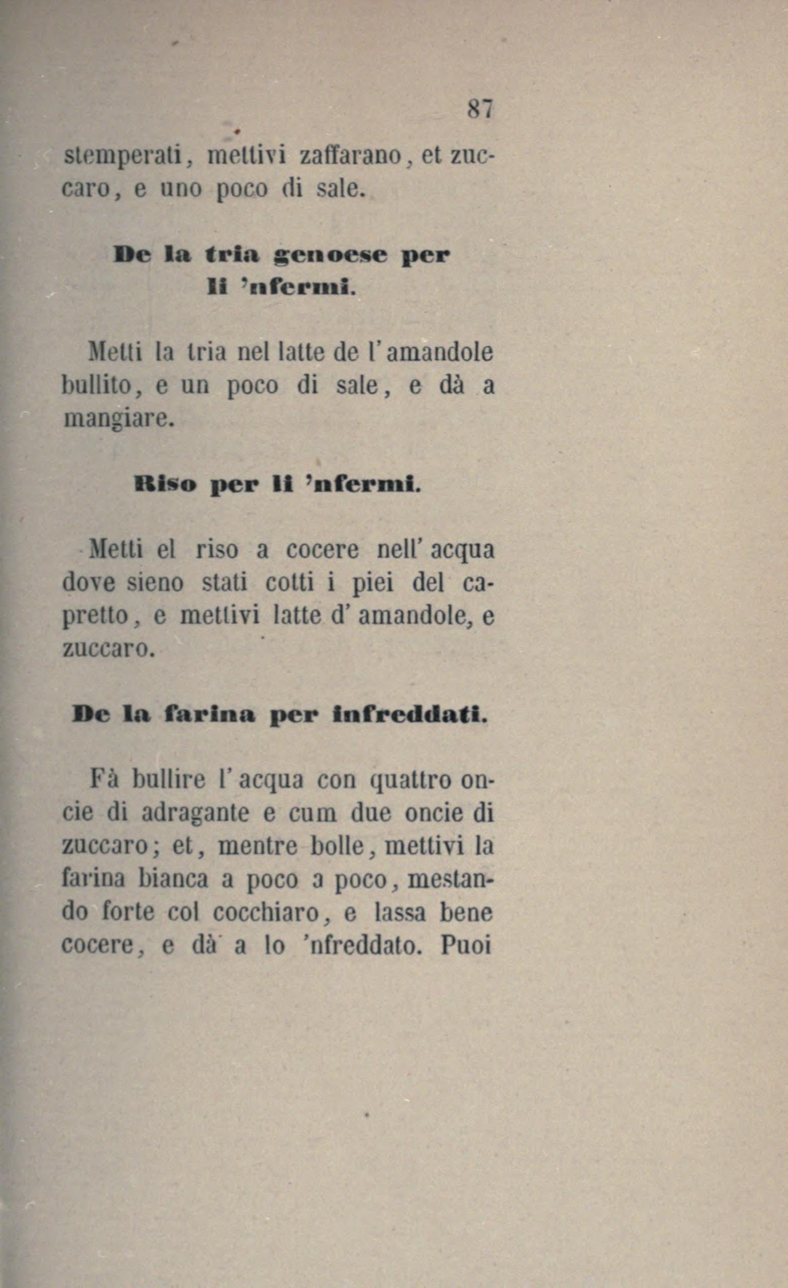 Reis in Mandelmilch und Zickleinbrühe - Originalseite aus Anonimo Toscano - Libro della cocina