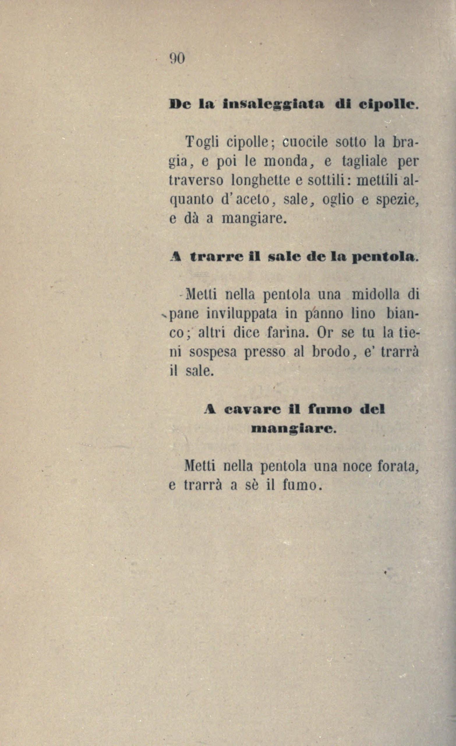 Nuss gegen Rauch im Topf - Originalseite aus Anonimo Toscano - Libro della cocina