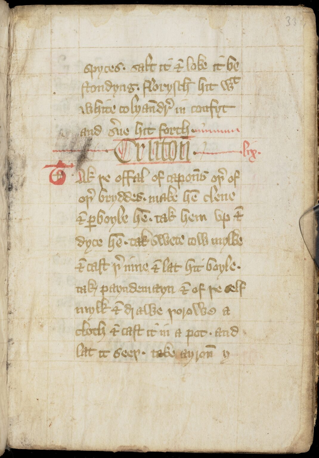 Crotoun: Innereien-Eintopf — Originalseite aus The Forme of Cury