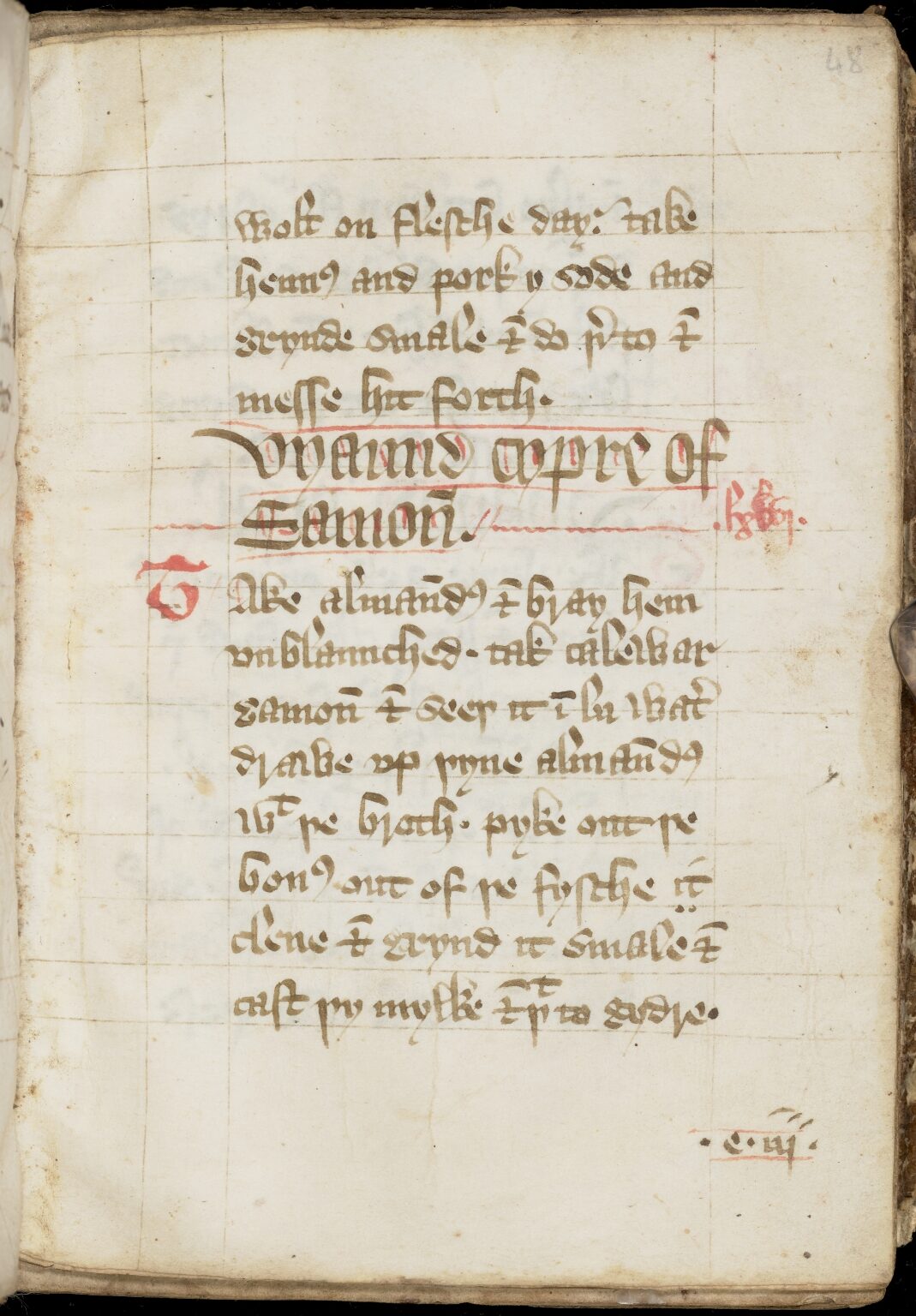 Zypriotisches Lachsgericht — Originalseite aus The Forme of Cury