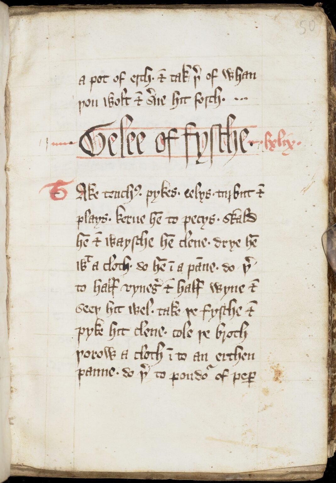 Gelee von Fisch — Originalseite aus The Forme of Cury
