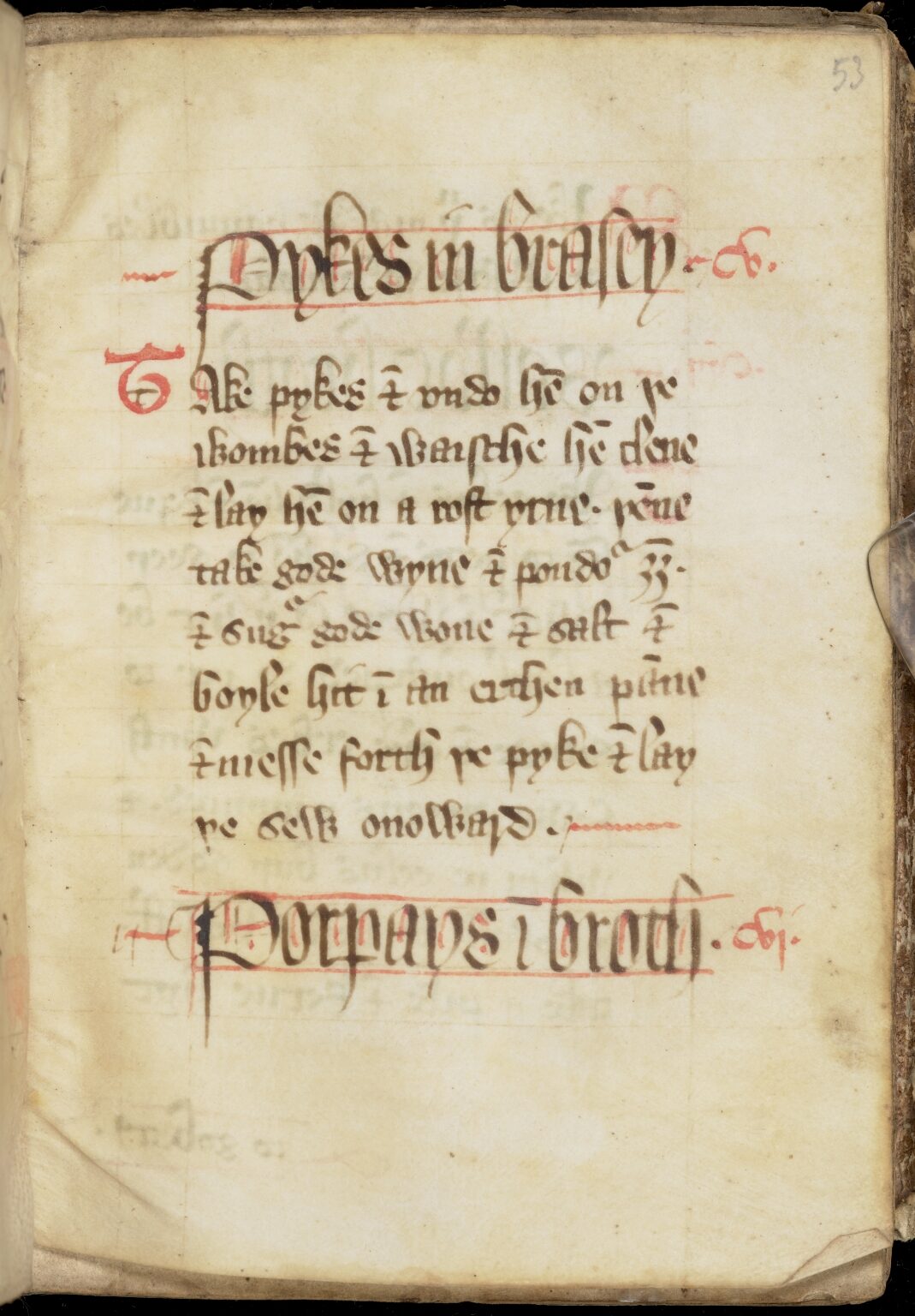 Hecht in Brasey-Sauce — Originalseite aus The Forme of Cury
