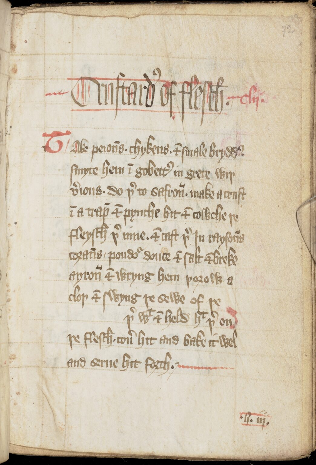 Geflügelpastete mit Korinthen und Gewürzen — Originalseite aus The Forme of Cury