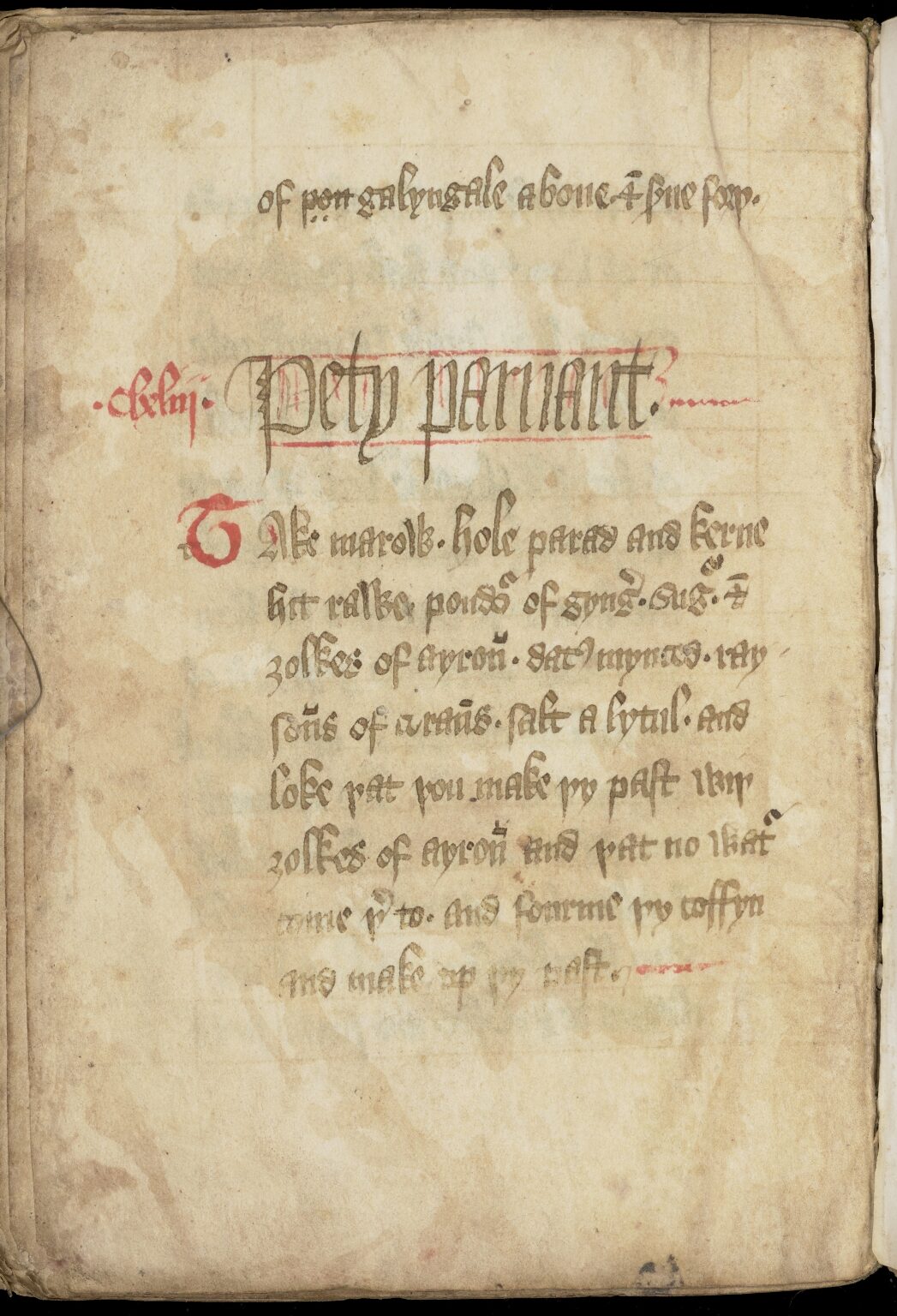 Kleine Markpastete mit Datteln und Korinthen — Originalseite aus The Forme of Cury