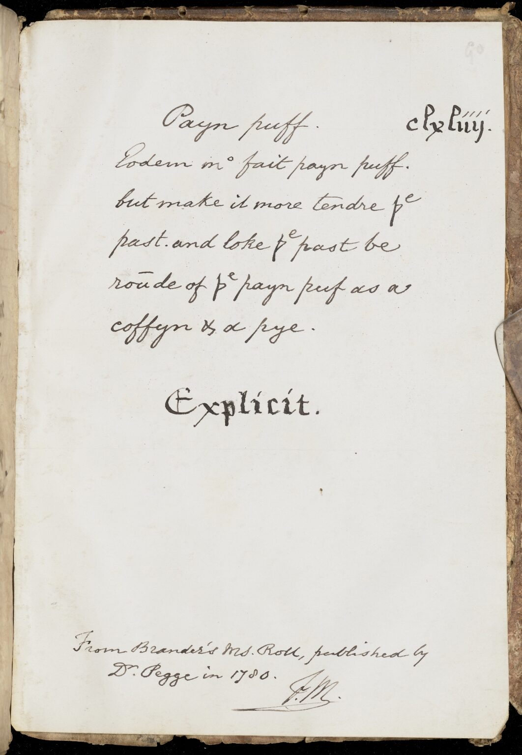 Zarte Pastetenhülle — Originalseite aus The Forme of Cury