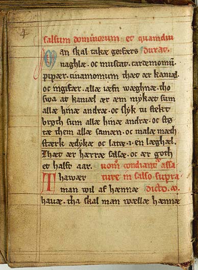 Herren-Würzsauce — Originalseite aus Kogebog (Harpestreng-Handschrift NKS 66)