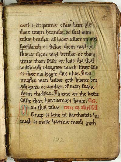 Senf-Honig-Sauce — Originalseite aus Kogebog (Harpestreng-Handschrift NKS 66)