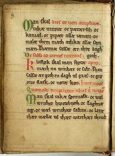 Frische Kräutersauce mit Zimt — Originalseite aus Kogebog (Harpestreng-Handschrift NKS 66)