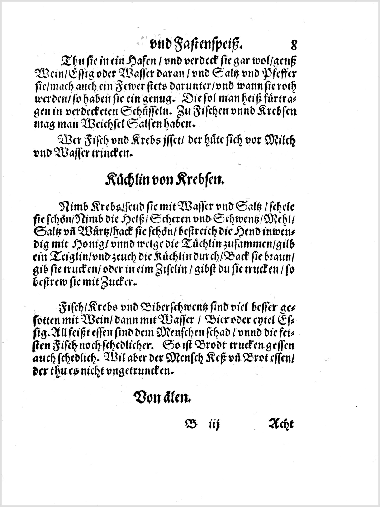 Gebackene Flusskrebs-Küchlein mit Honig — Originalseite aus Koch und Kellermeisterei