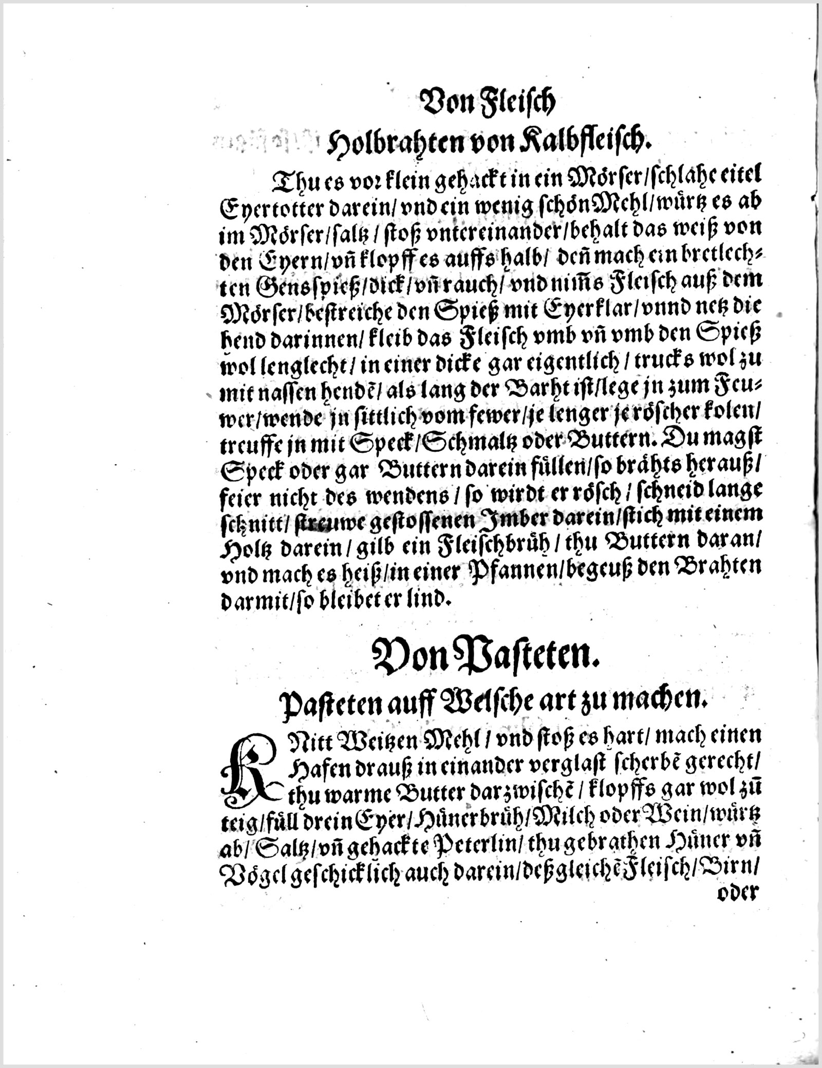 Pastete nach italienischer Art — Originalseite aus Koch und Kellermeisterei