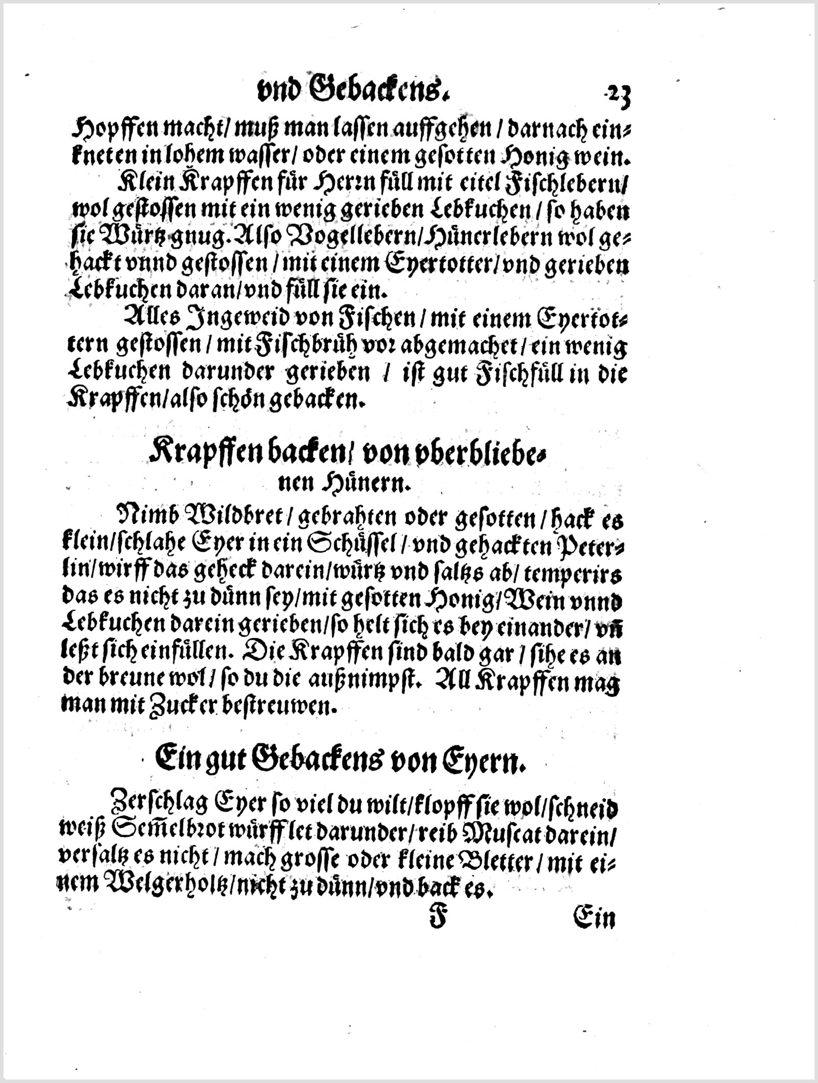 Krapfen aus übrig gebliebenem Fleisch — Originalseite aus Koch und Kellermeisterei