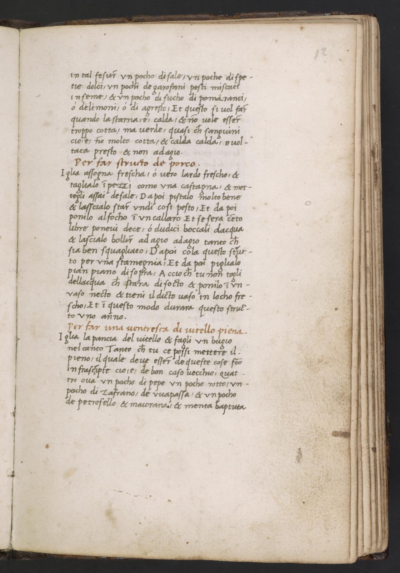 Gefüllter Kalbsbauch — Originalseite aus Libro de Arte Coquinaria