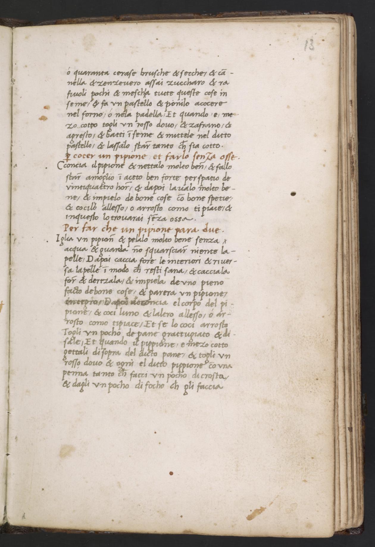 Taube ohne Knochen zubereiten — Originalseite aus Libro de Arte Coquinaria