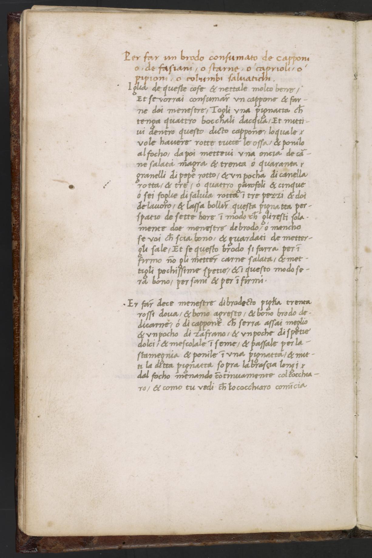 Weißes Brühe-Gericht mit Mandeln und Eiweiß — Originalseite aus Libro de Arte Coquinaria