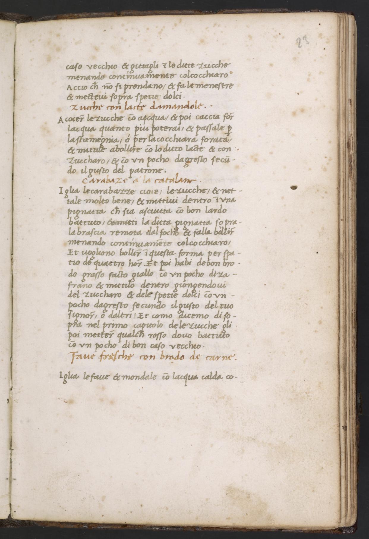 Kürbis mit Mandelmilch — Originalseite aus Libro de Arte Coquinaria