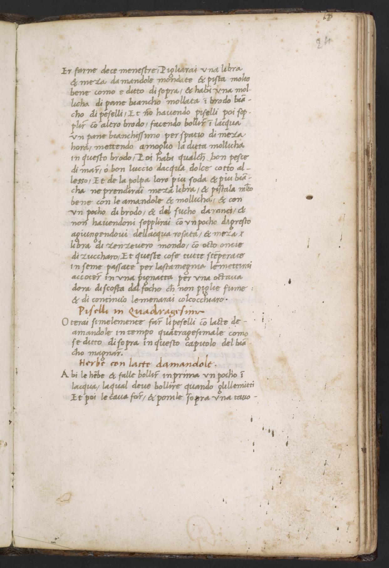 Erbsen in der Fastenzeit — Originalseite aus Libro de Arte Coquinaria