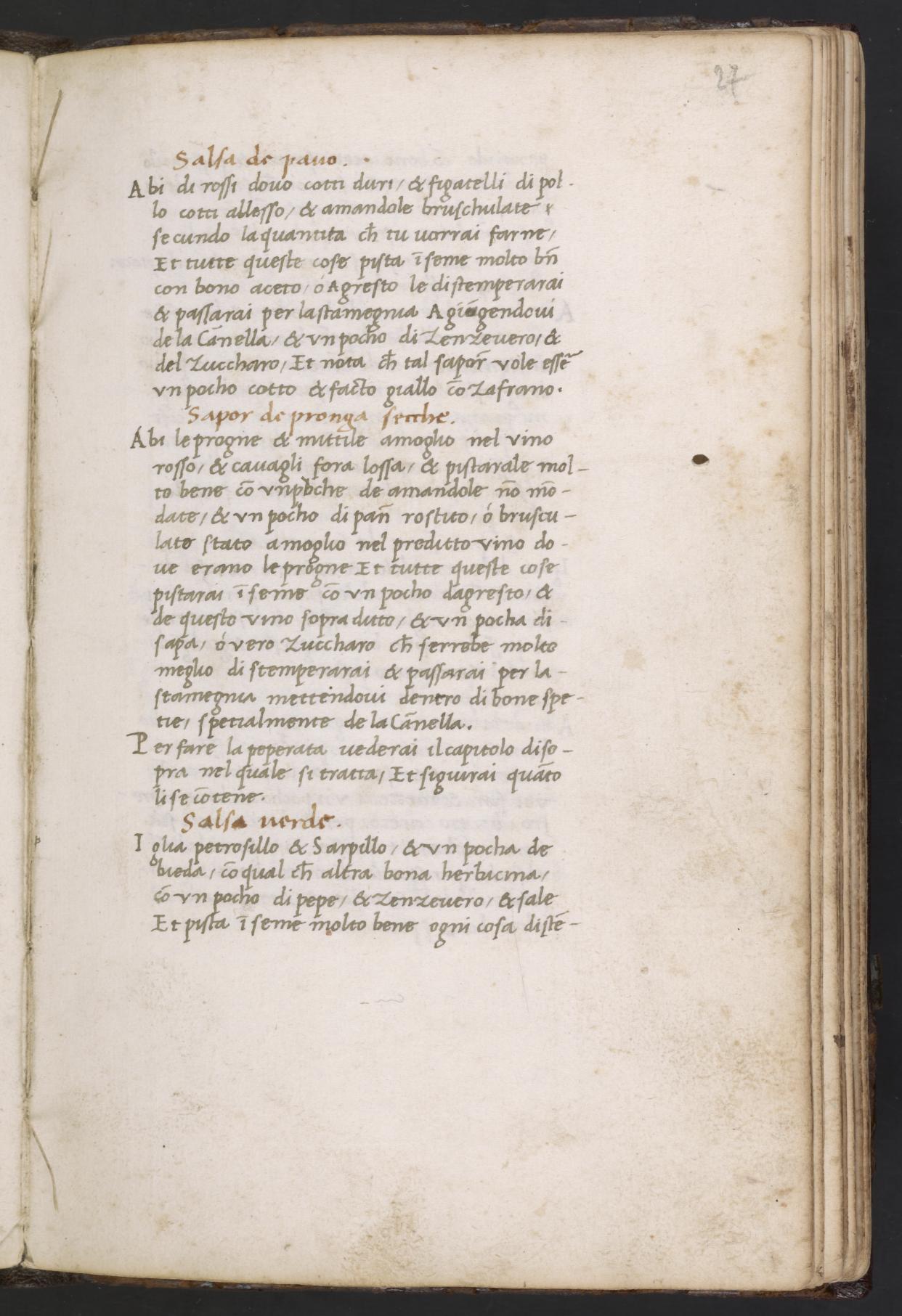 Sauce nach Pfirsichblütenart — Originalseite aus Libro de Arte Coquinaria
