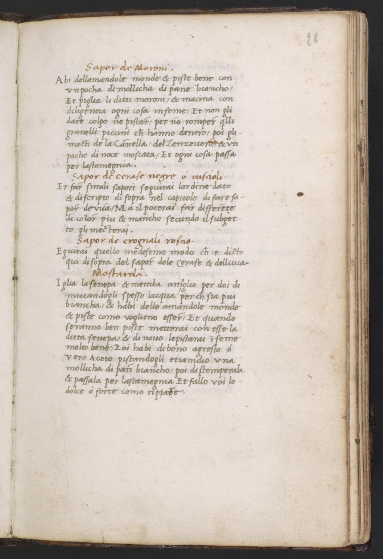 Sauce von Kirschen — Originalseite aus Libro de Arte Coquinaria