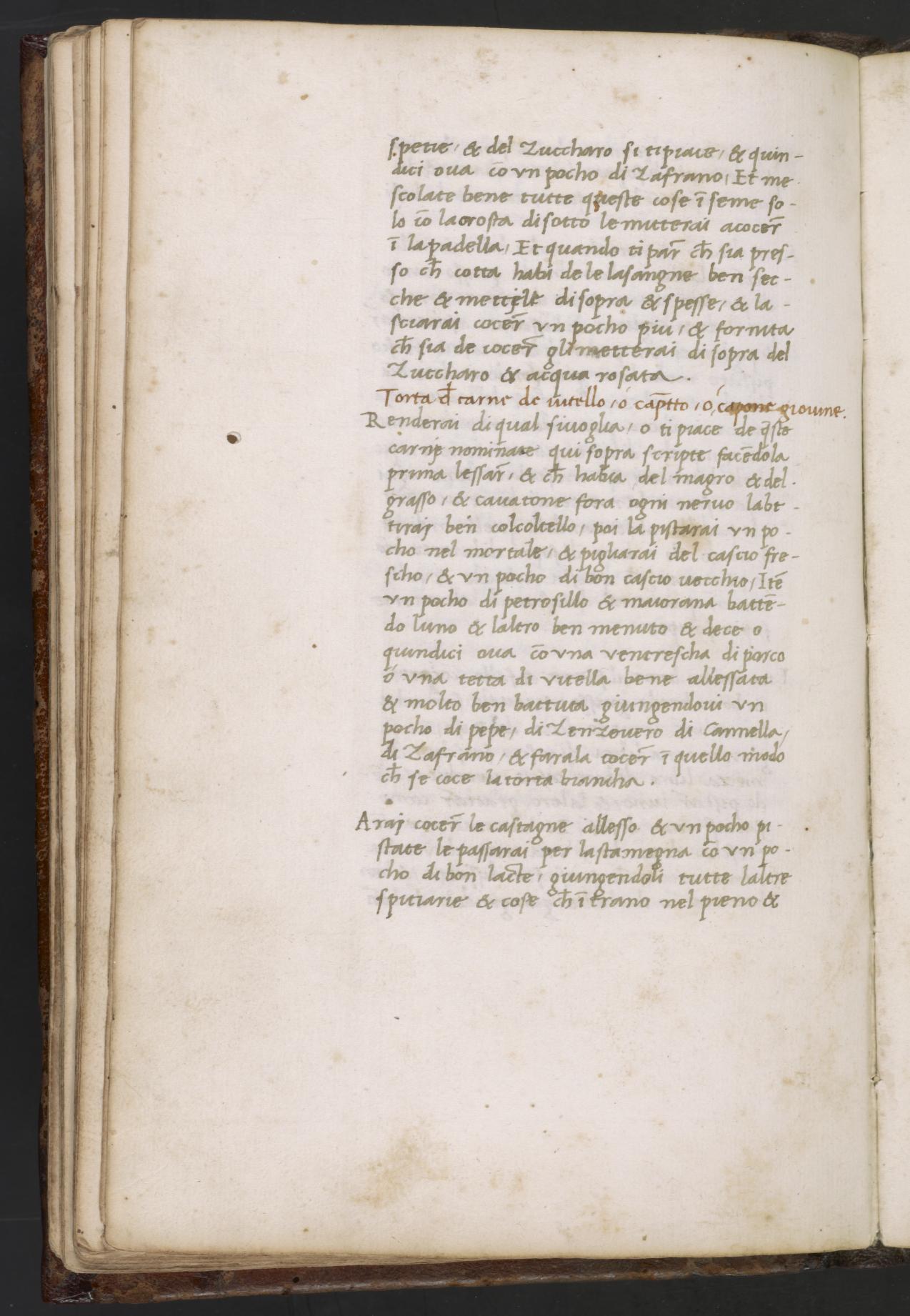 Fleischpastete vom Kalb, Zicklein oder Kapaun — Originalseite aus Libro de Arte Coquinaria