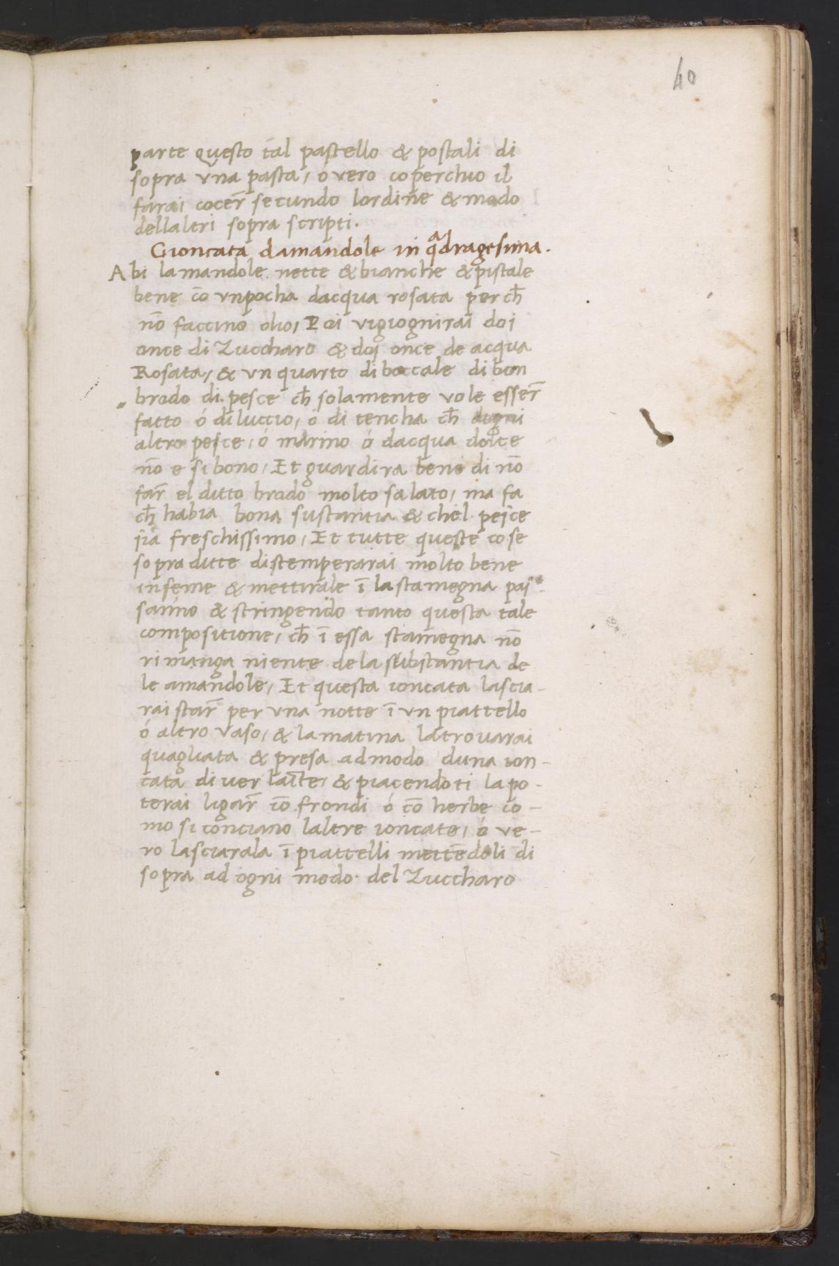 Falsche Ricotta für die Fastenzeit — Originalseite aus Libro de Arte Coquinaria