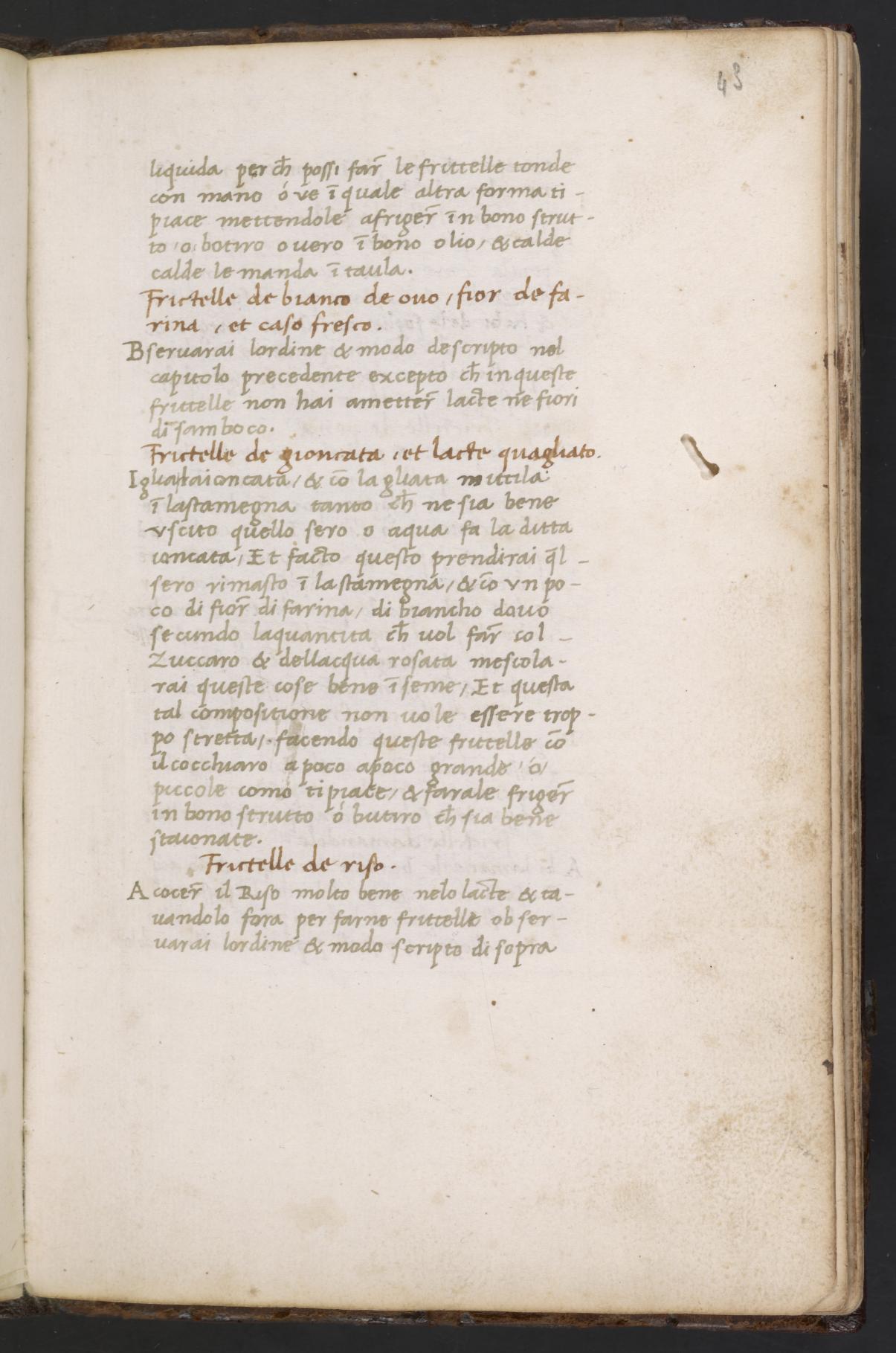 Frittellen aus Eiweiß, Mehl und Frischkäse — Originalseite aus Libro de Arte Coquinaria