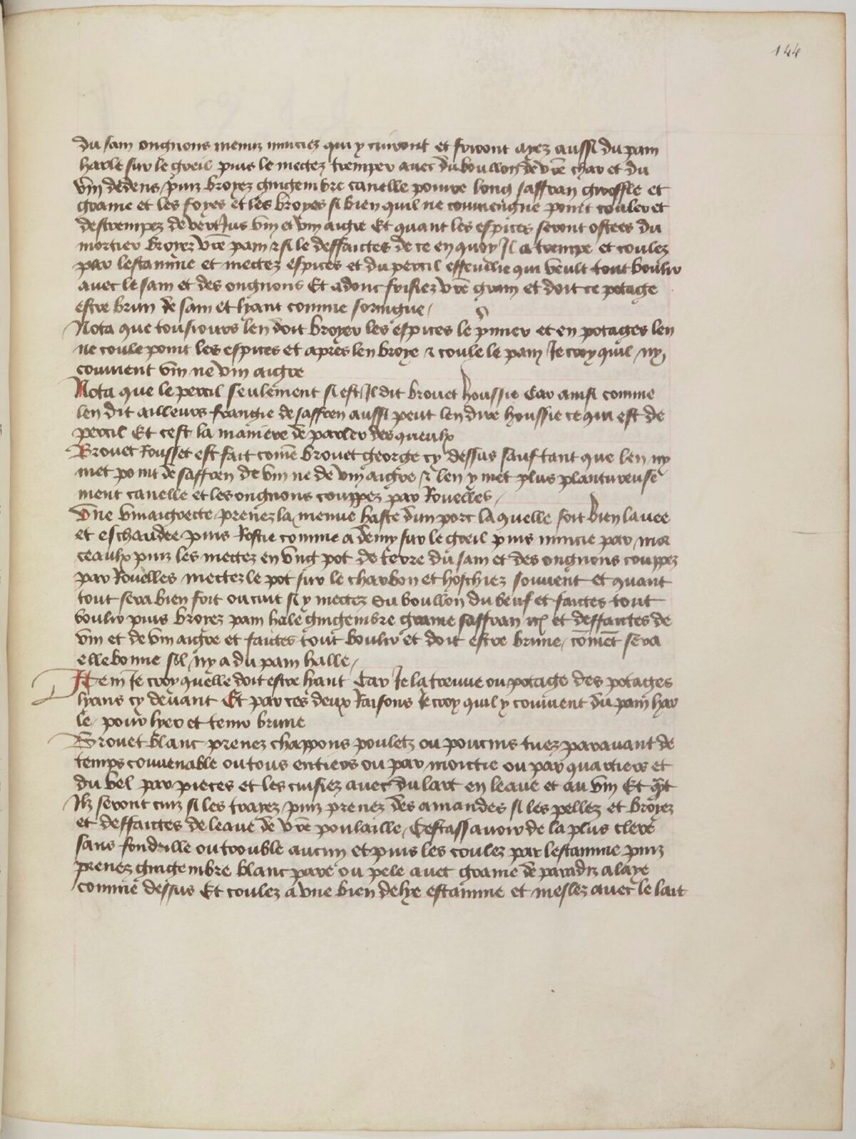 Brouet mit Petersilie — Originalseite aus Ménagier de Paris