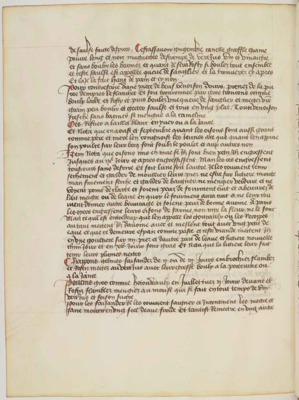 Gebratenes Geflügel mit Verjus — Originalseite aus Ménagier de Paris