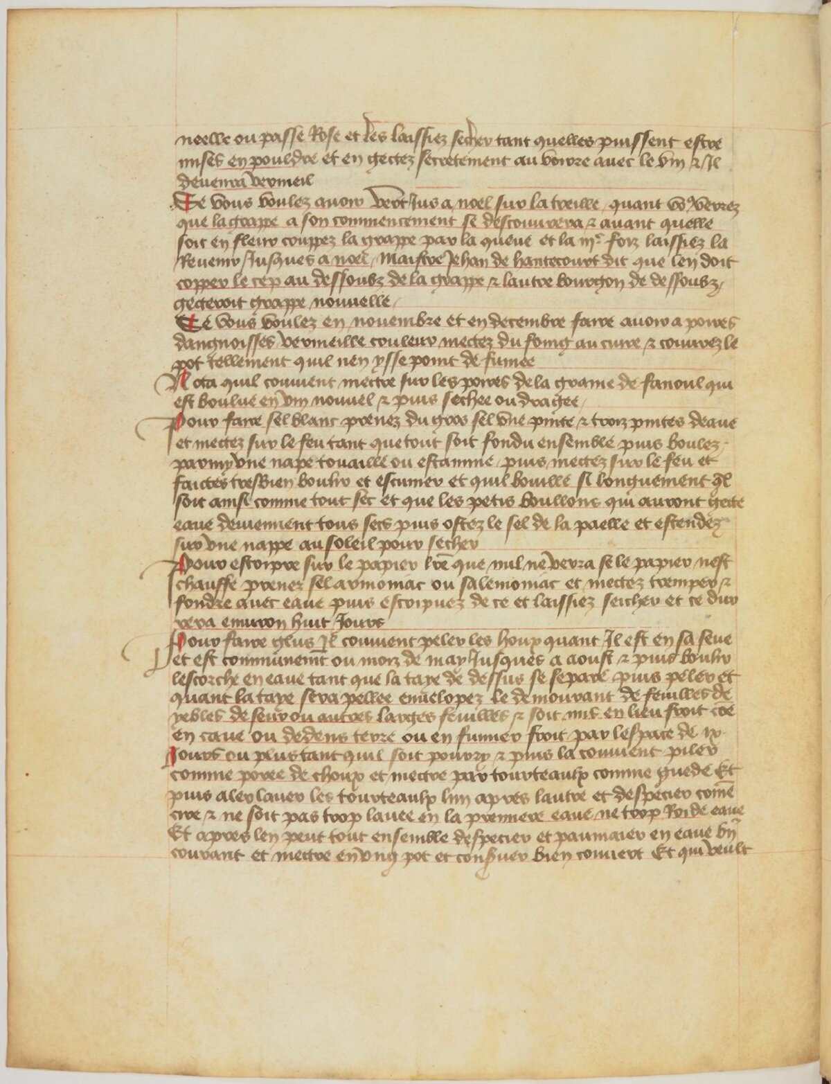 Verjus und späte Traubenernte — Originalseite aus Ménagier de Paris