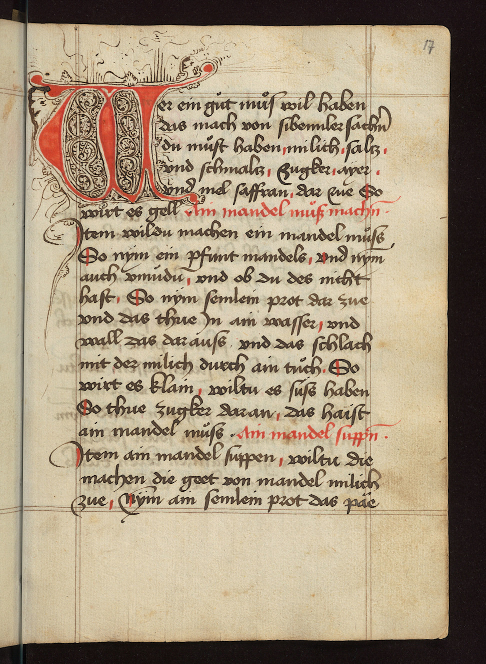 Mandelmus nach Meister Hans - Originalseite aus Kochbuch des Meisters Hans