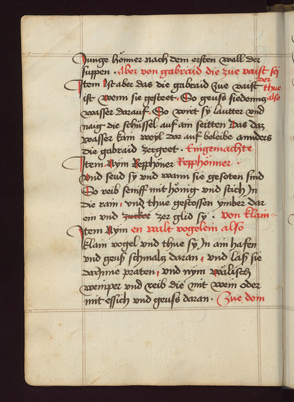 Würzen von Wildbret und Geflügel - Originalseite aus Kochbuch des Meisters Hans