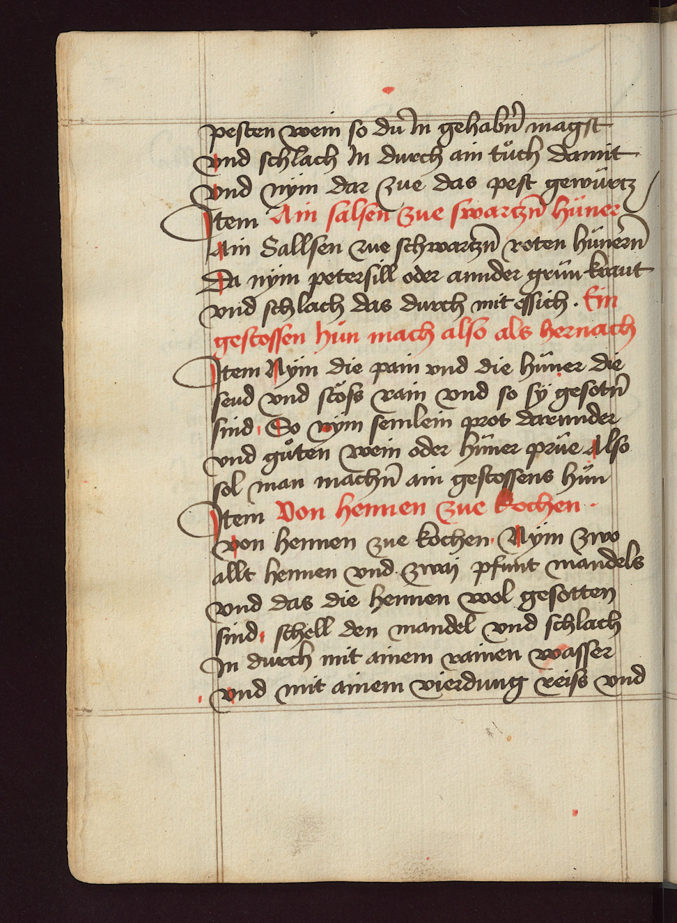 Gestoßenes Huhn - Originalseite aus Kochbuch des Meisters Hans