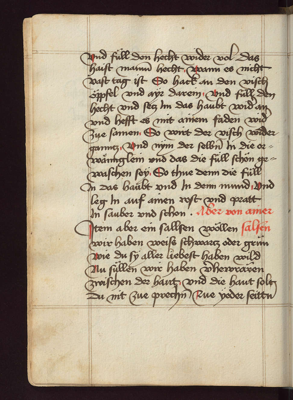 Gefüllter Hecht in drei Farben (Schaugericht) - Originalseite aus Kochbuch des Meisters Hans