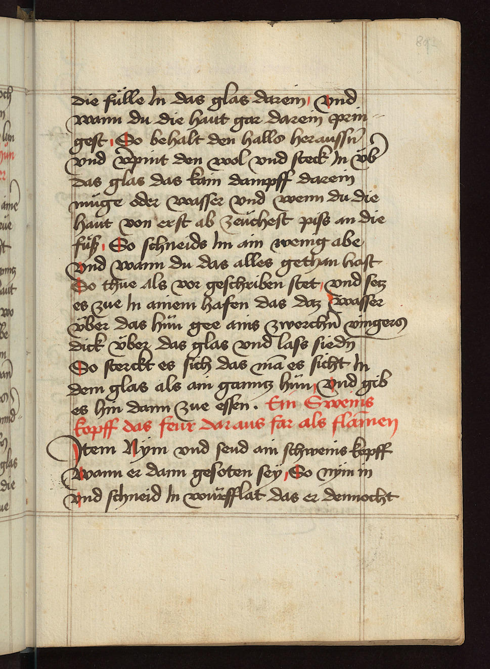 Flammender Schweinskopf als Schaugericht - Originalseite aus Kochbuch des Meisters Hans